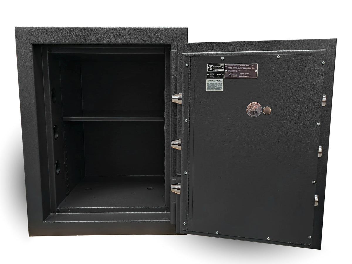AMSEC American Security AMVAULT CF2518 TL30 high security composite burglar fire rated safe black front open.