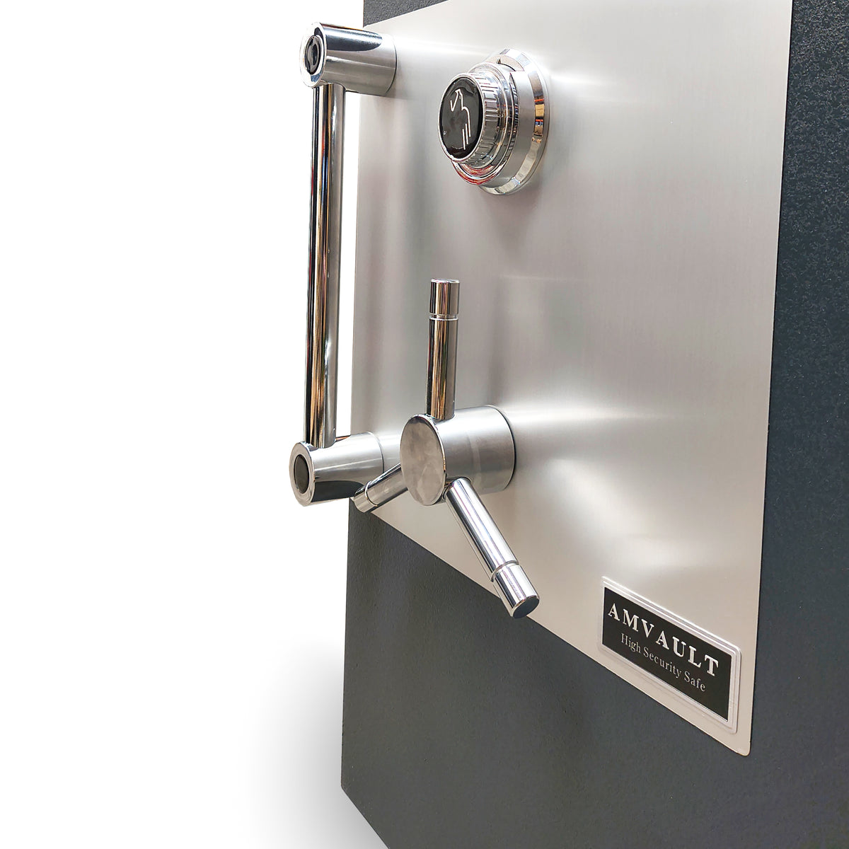 American Security AMSEC AMVAULT CF3524 TL-30 High Security Safe in Charcoal finish front right close up. 