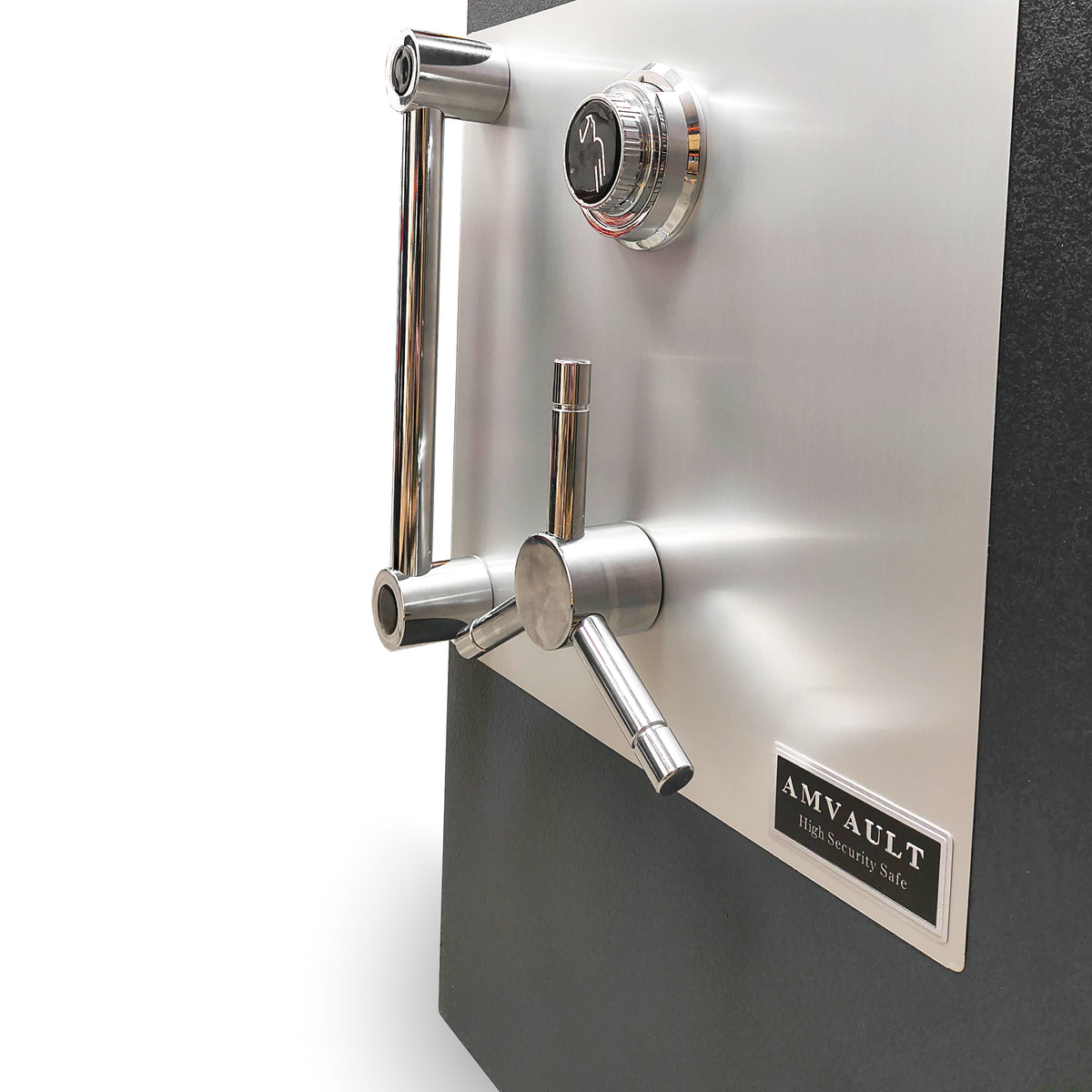 American Security AMSEC AMVAULT CF3524 TL-30 High Security Safe in Textured Black finish front right close up. 