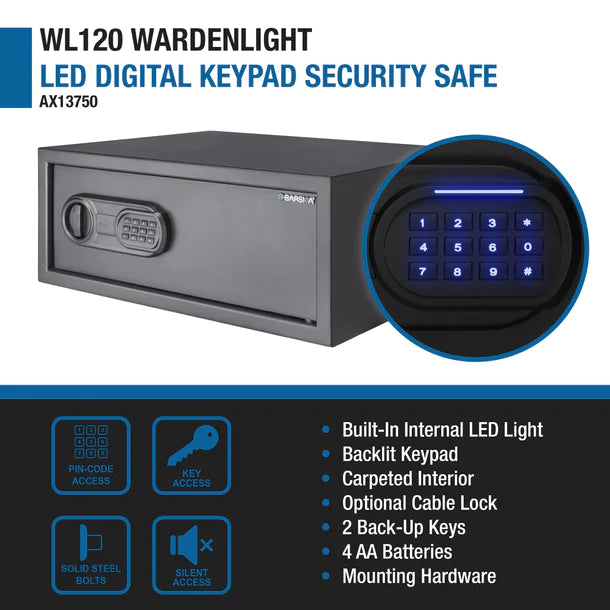 Barska AX13750 WardenLight LED Digital Keypad Safe Specs