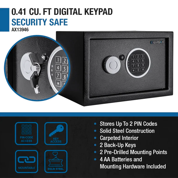 Barska AX13946 Digital Keypad Security Safe Specs