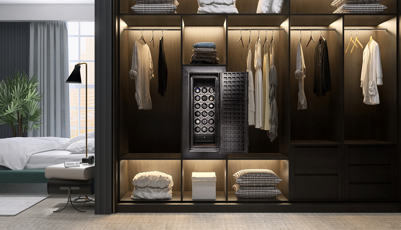 BlumSafe Watch Winder & Jewelry Safe Installed in Closet