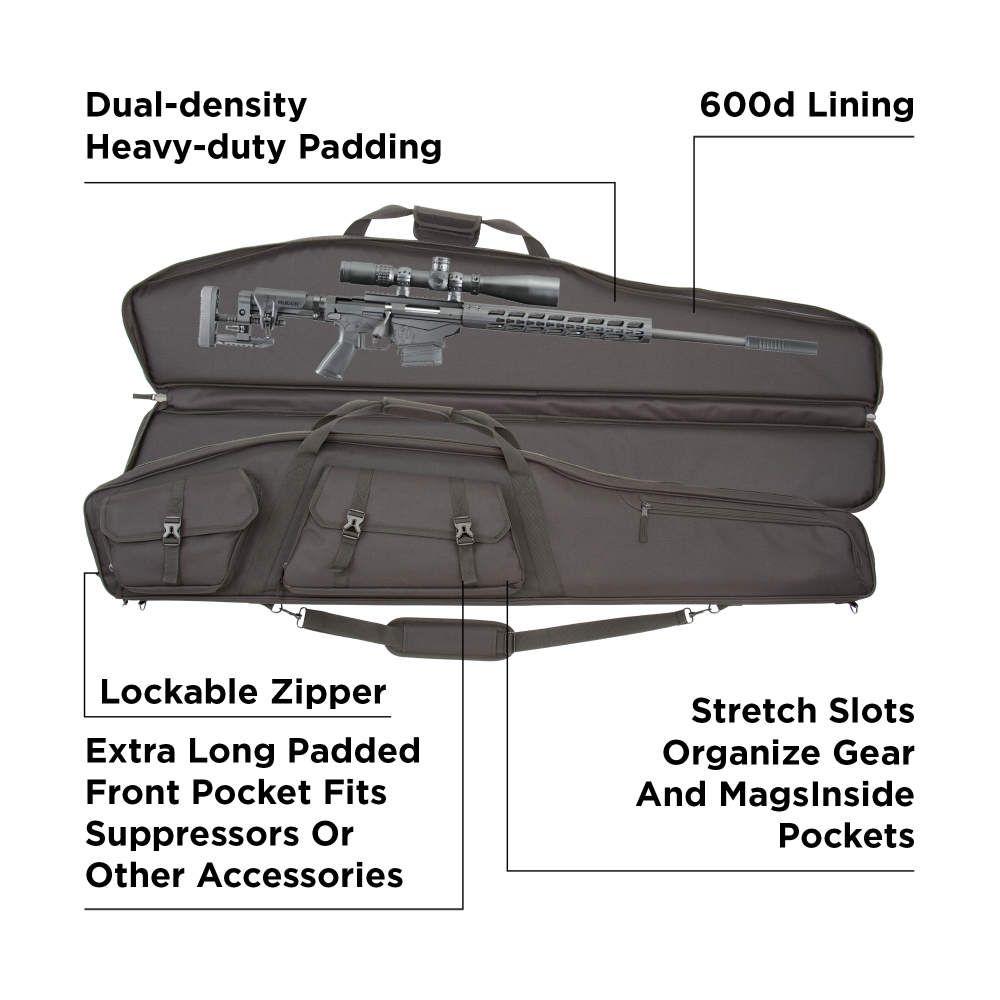 Allen 10949 Tac-Six Velocity Rifle Case 3 Pockets 55&quot; Black Features