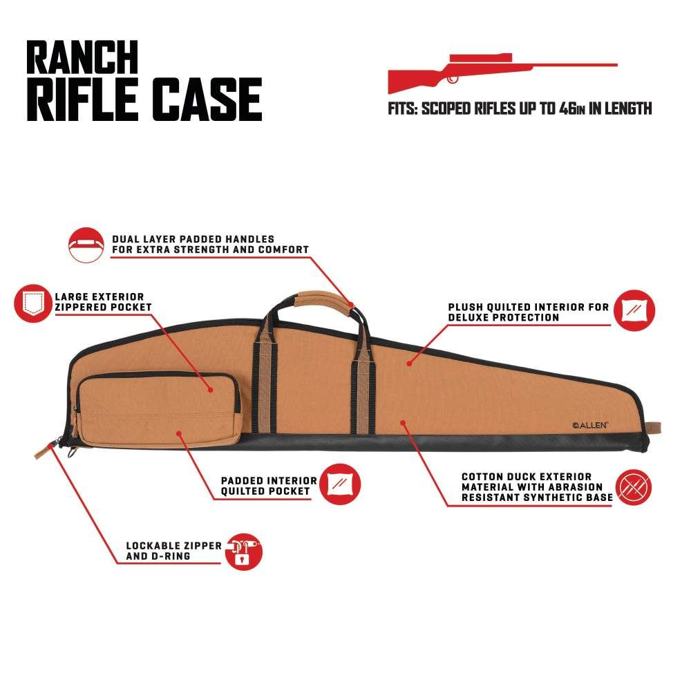 Allen 1102-46 Ranch Canvas Rifle Case 46&quot; Tan Features
