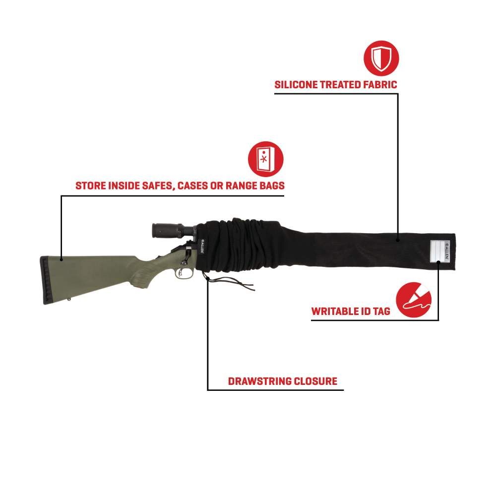 Allen 13173 Gun Sock with Writeable ID Label for Rifles with Scopes &amp; Shotguns 52&quot; Features
