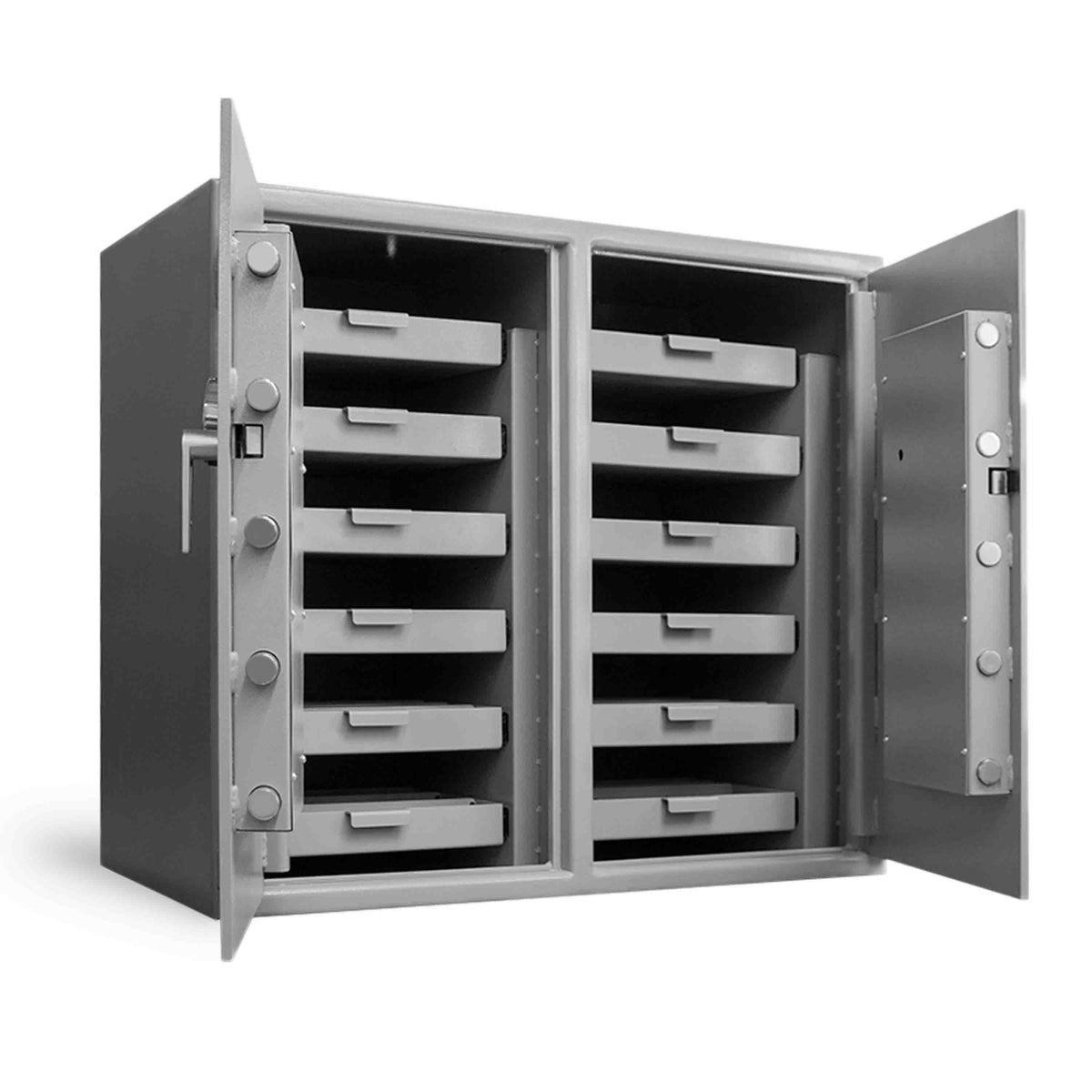 Pacific Safe B-HDPH384222LR Heavy Duty Double Door Pharmacy Safe Doors Open