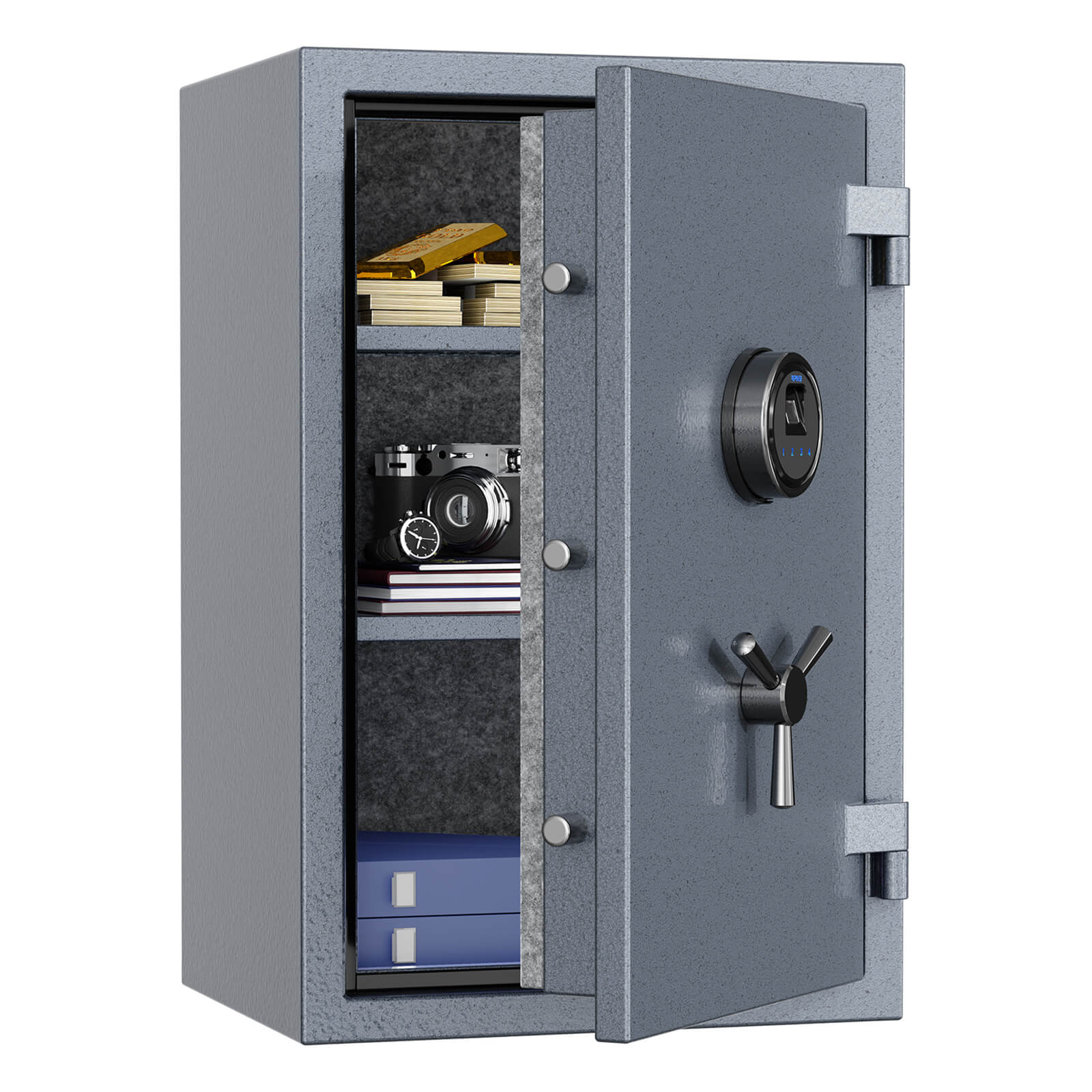 RPNB RPFS66G Grey Large Biometric Fireproof Safe with Touch Screen Keypad