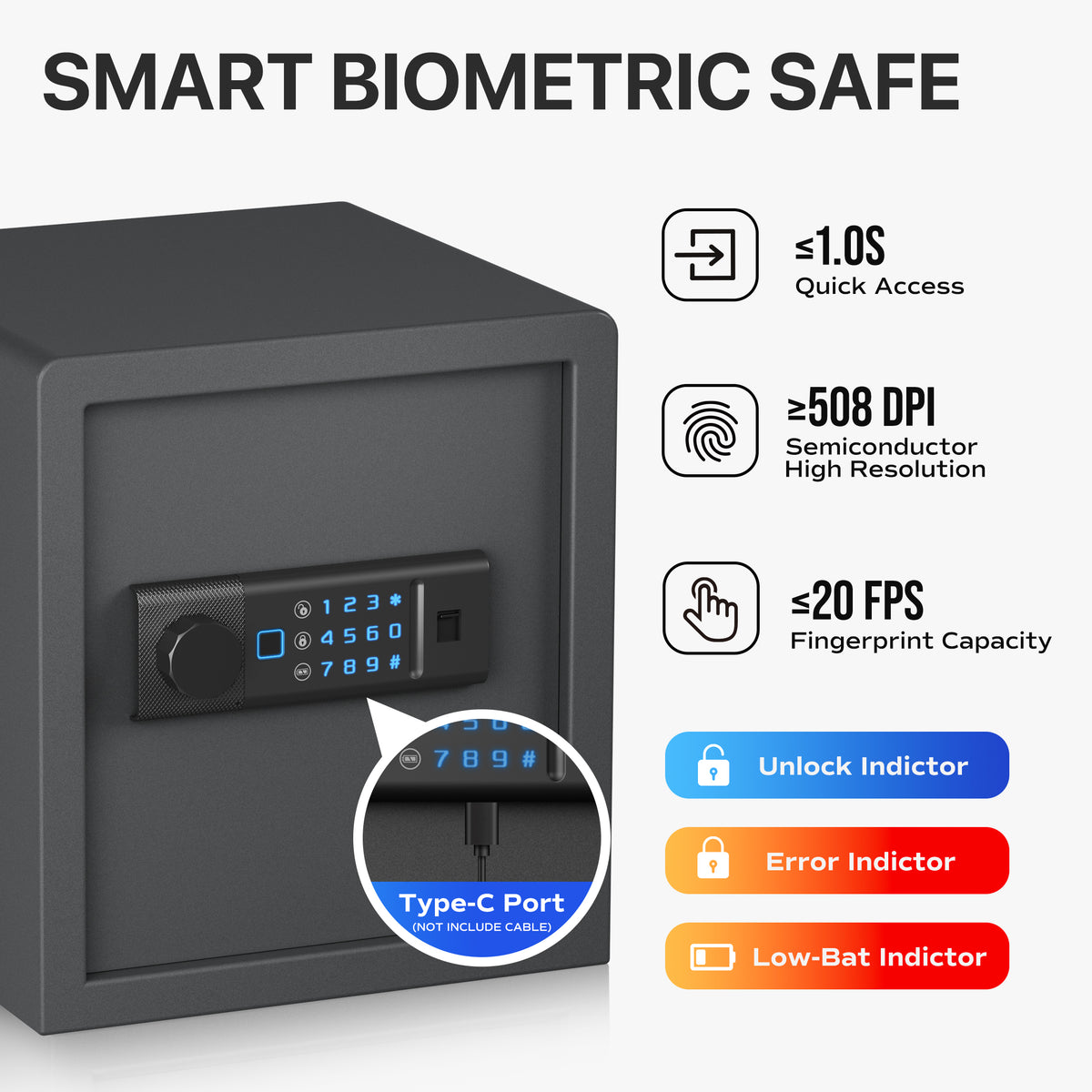 RPNB RP36FSA Biometric Home Safe Biometric Lock Features
