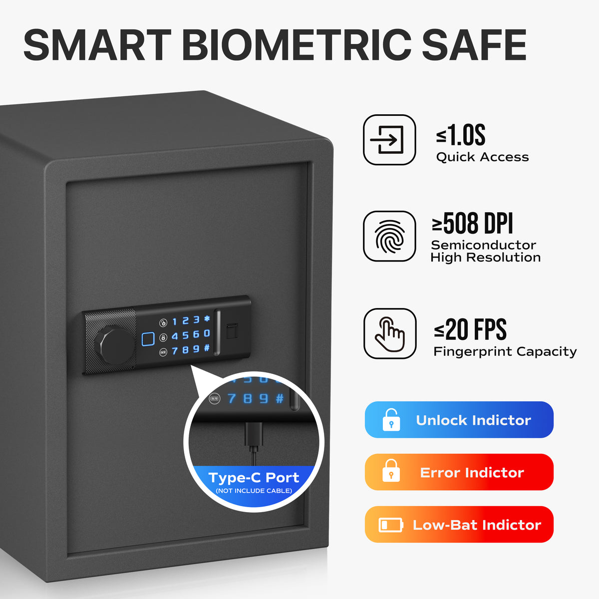 RPNB RP50FSA Biometric Home Safe Smart Biometric Safe Features