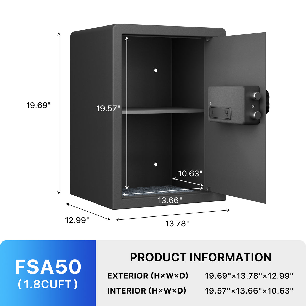 RPNB RP50FSA Biometric Home Safe Dimensions