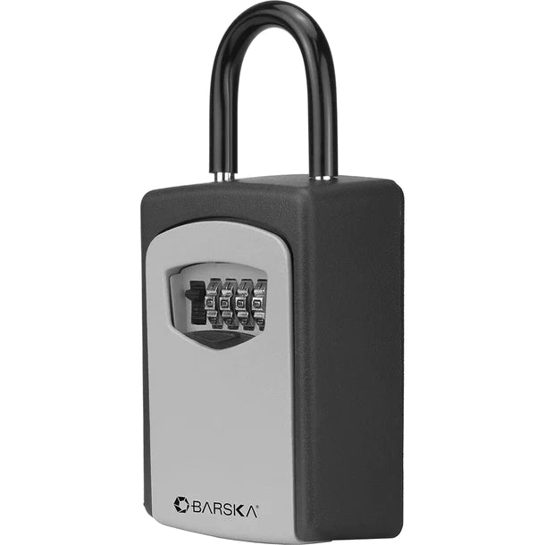 Barska CB13797 Combination Key Lock Box with Door Hanger and Wall Mount Lock Exposed