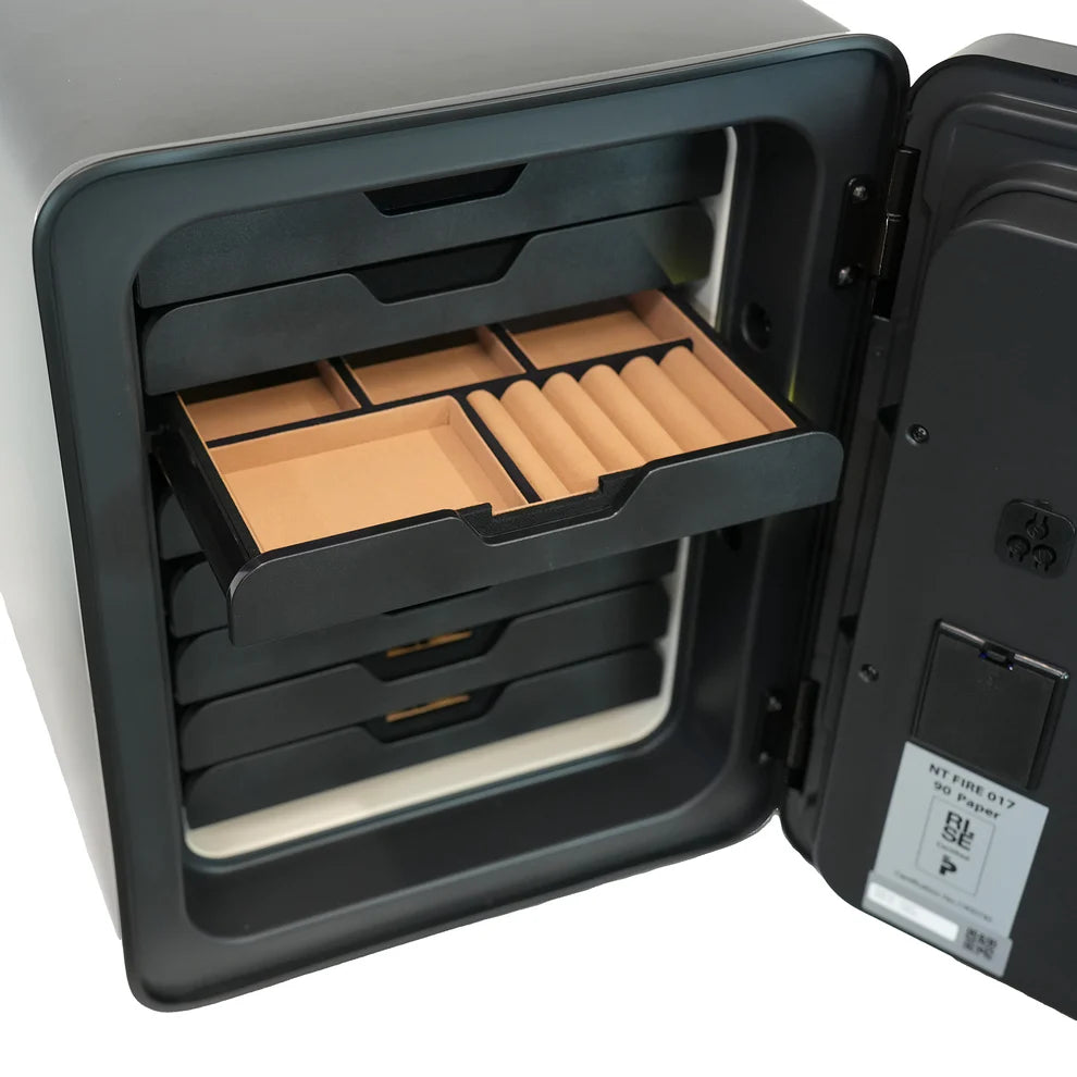 Cocono Classic 40 Medium Biometric Fireproof Safe Jewelry Bundle One Drawer Pulled out