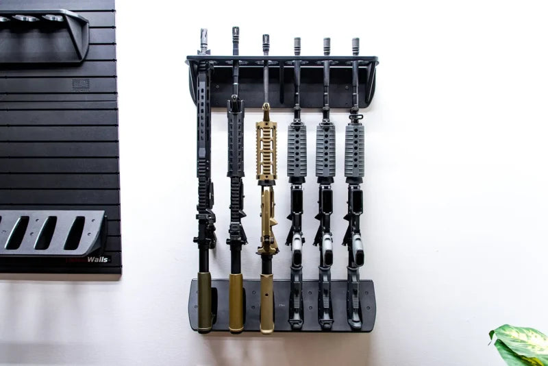 Tactical Walls ModWall Vertical Six Rifle Rack On Wall Front View