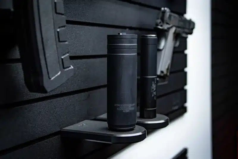 Tactical Walls ModWall Suppressor Holder Shown with Two in a Row