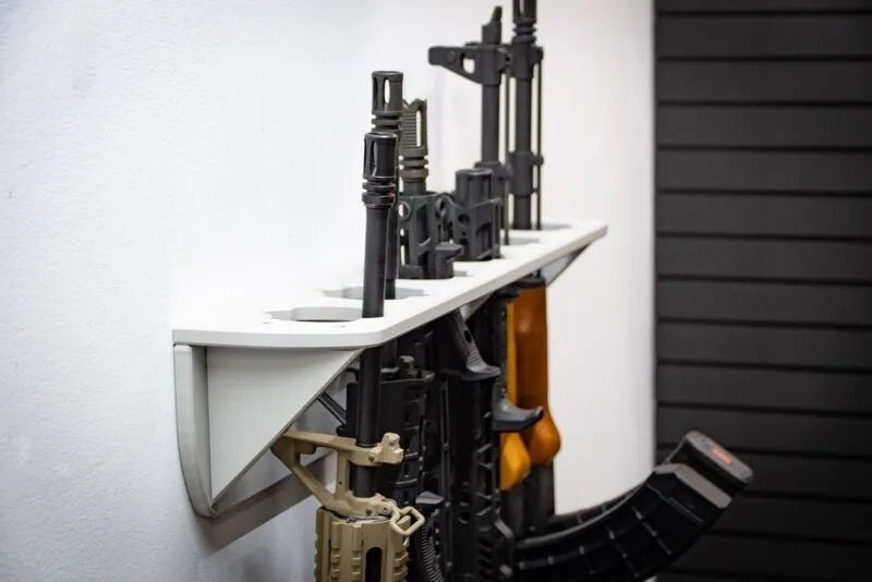 Tactical Walls ModWall Grey Vertical Six Rifle Rack Closeup of Top