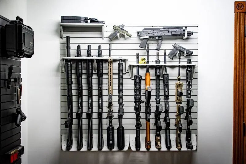 Tactical Walls ModWall Grey Vertical Six Rifle Rack Front Facing