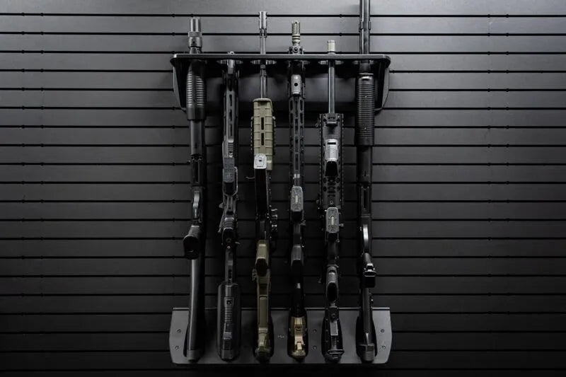 Tactical Walls ModWall Vertical Six Rifle Rack Installed