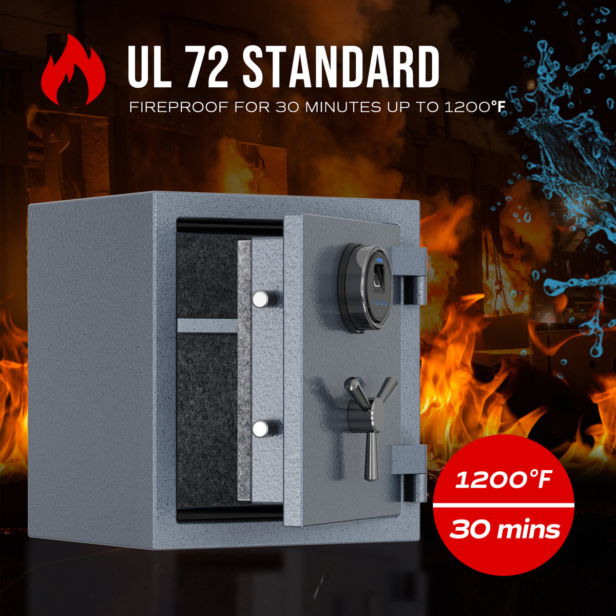 RPNB Grey Deluxe Fireproof Safe with Smart Touchscreen Keypad RPFS40G UL 72 Standard Fire Rating