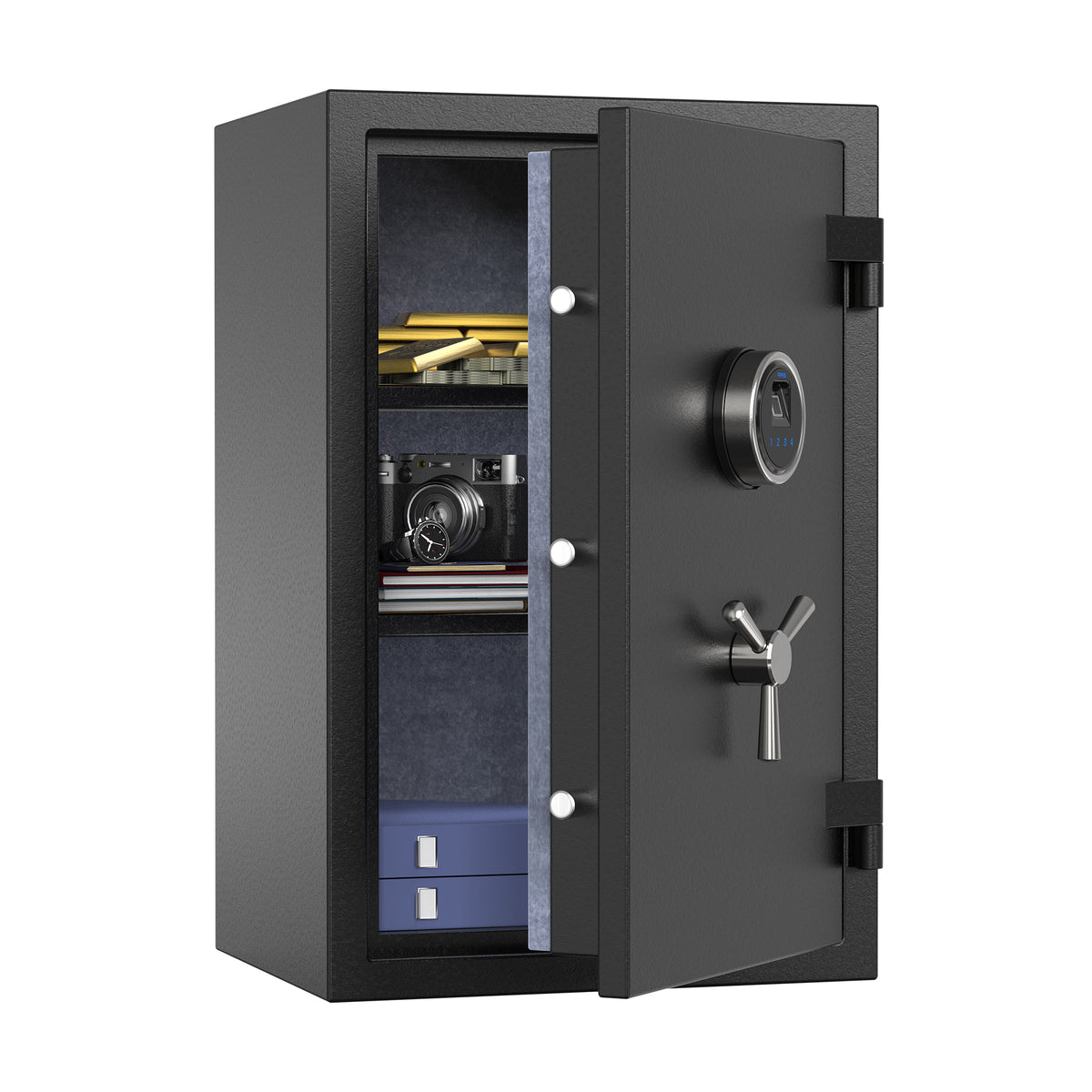 RPNB RPFS66 Large Biometric Fireproof Safe with Touch Screen Keypad Door Open