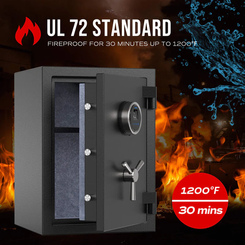 RPNB RPFS50 Deluxe Biometric Fireproof Safe with Touch Screen Keypad UL 72 Standard Fire Rating