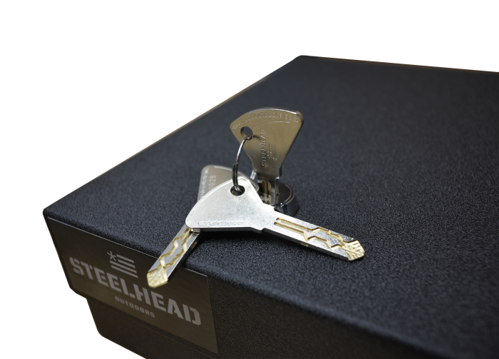Steelhead Drifter 1 Portable Pistol Box Closeup of Key Lock with Three Keys