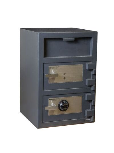 Hollon FDD-3020CK double-door depository safe with dual-key top lock, S&G combination dial bottom, and front-load deposit slot
