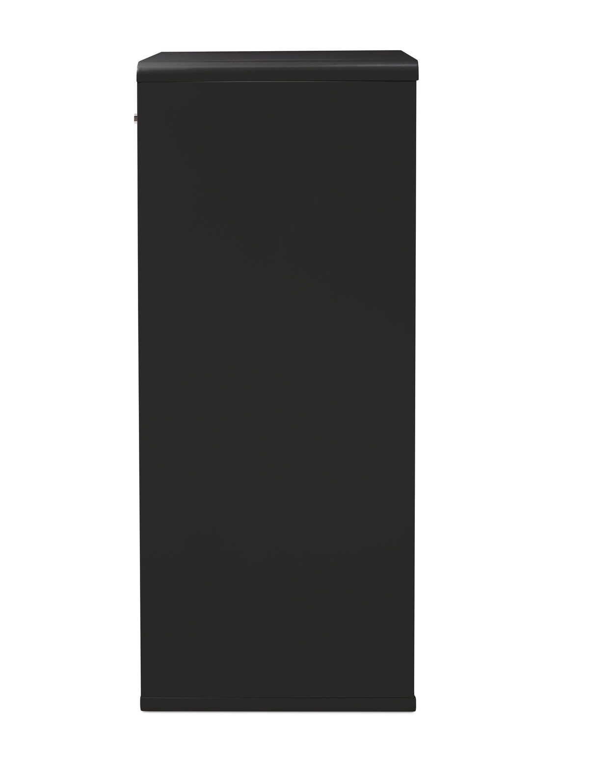 FireKing Turtle Contour 4-drawer fireproof file cabinet in Black, side profile showing depth and radiused top edge