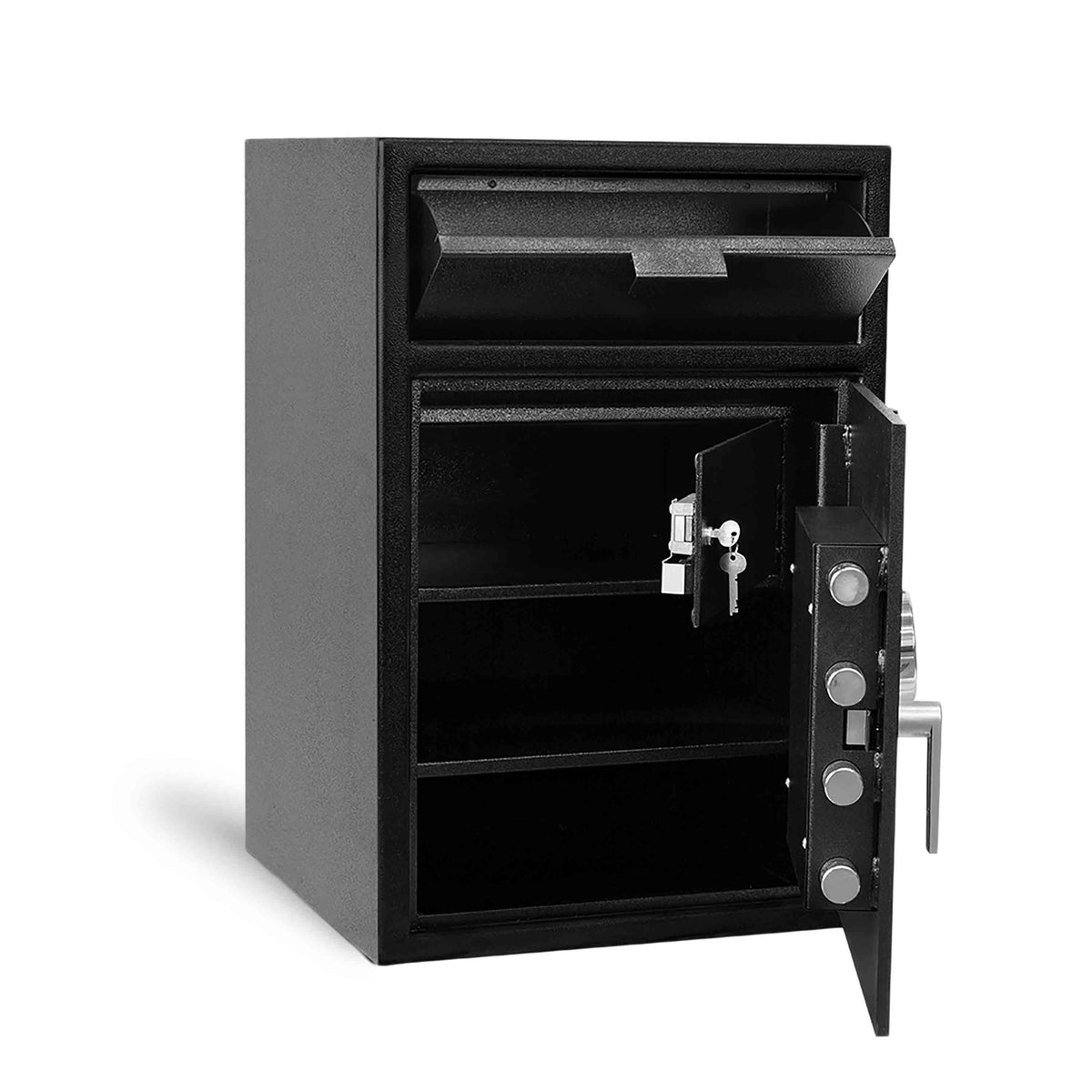 Pacific Safe FL3020MK1 Front Load Depository Safe with Internal Compartment Doors Open