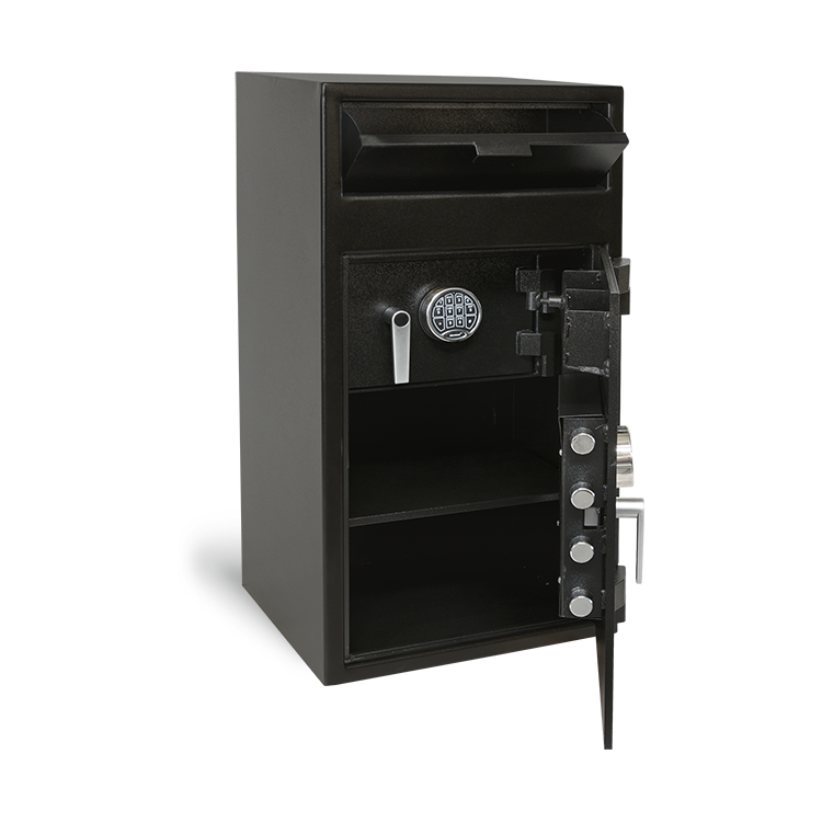 Pacific Safe FL4020M Front Load Depository Safe with Internal Compartment Doors Open Internal Door Shut