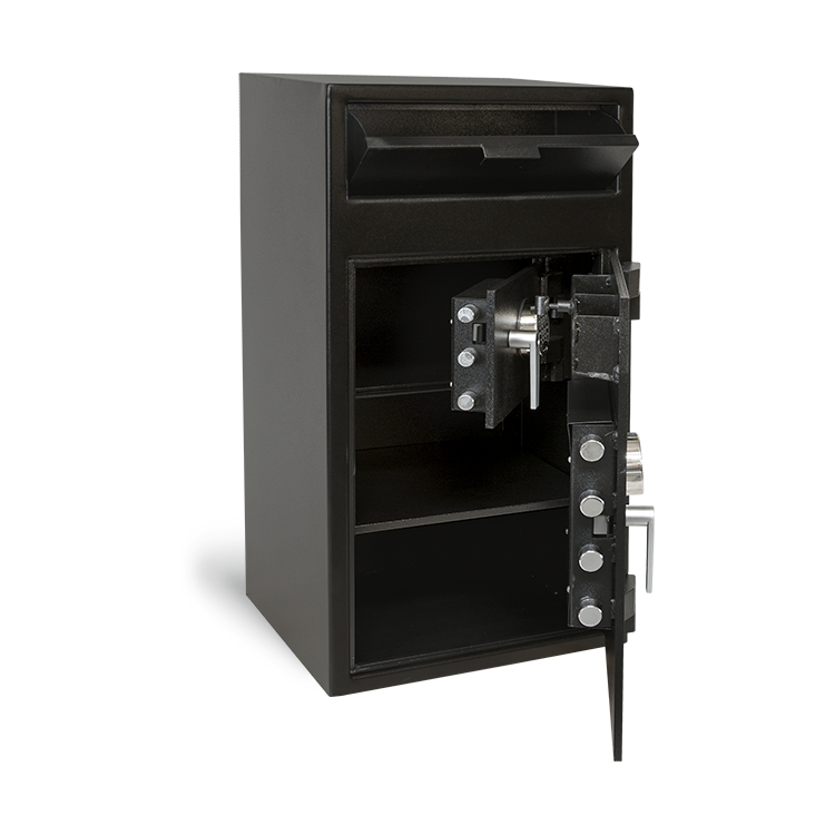 Pacific Safe FL4020M Front Load Depository Safe with Internal Compartment Doors Open