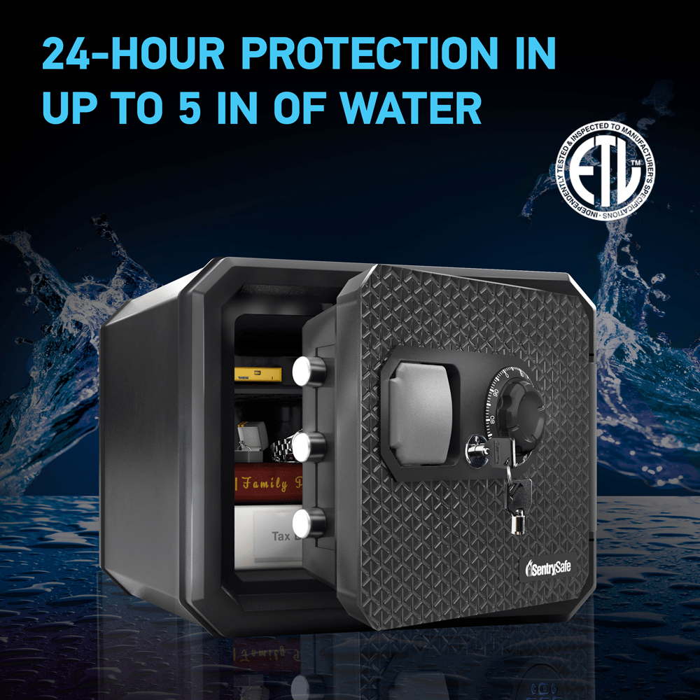 SentrySafe Fireproof & Waterproof Steel Home Safe – 1.23 Cu. Ft., Dial Combination Lock, Floor Mount