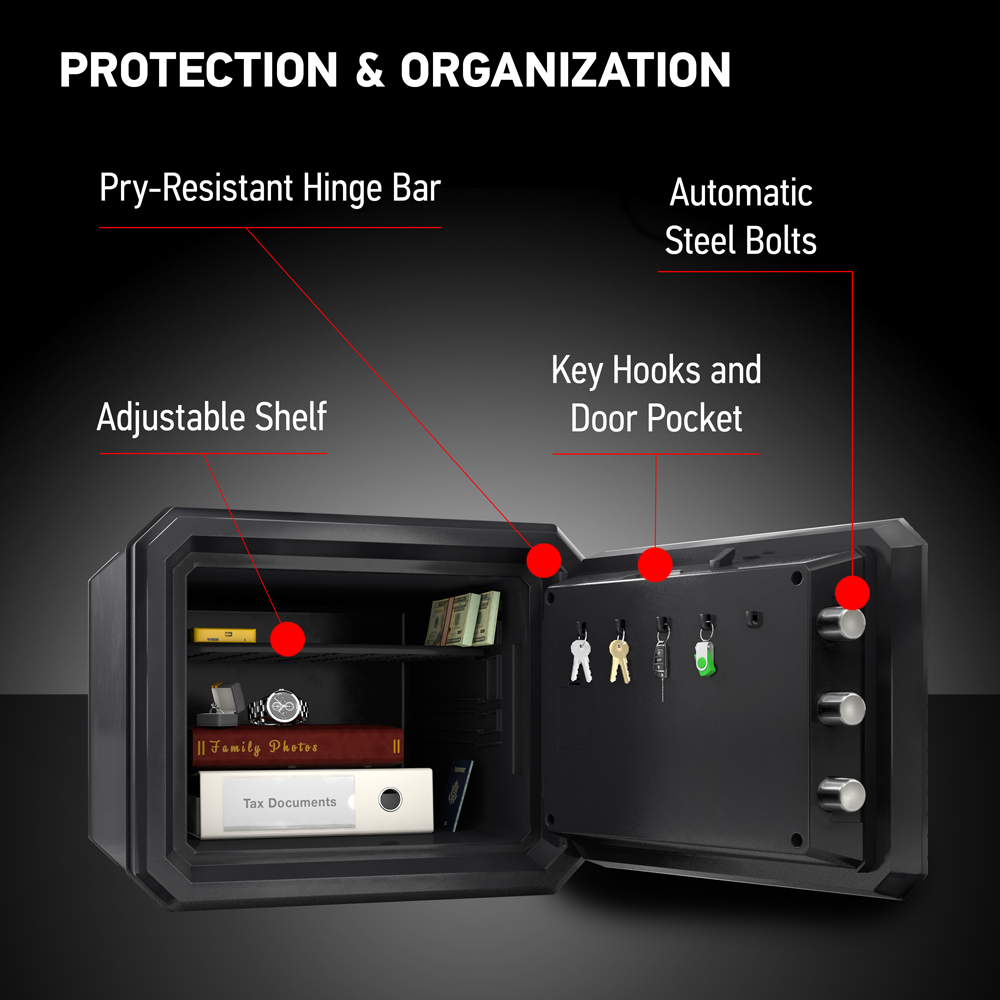 SentrySafe FPW082KSB Fireproof &amp; Waterproof Safe with Dial Combination &amp; Override Key Protection &amp; Organization