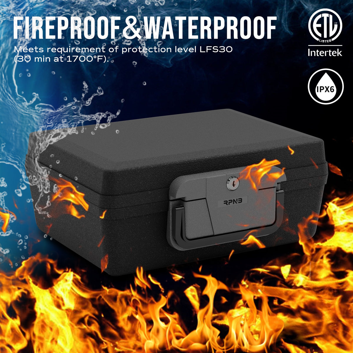 RPNB RPFST01 Fireproof Safe Box with Carrying Handle Fireproof &amp; Waterproof