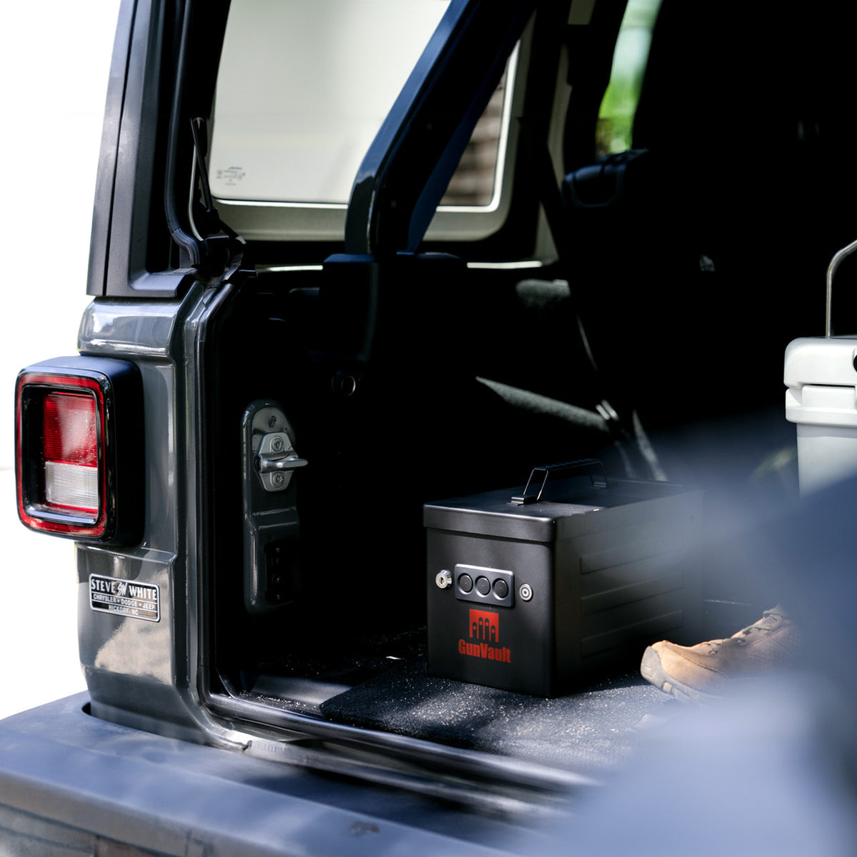 GunVault GVRV100BK22 Range Vault Handgun Safe In Back of Vehicle