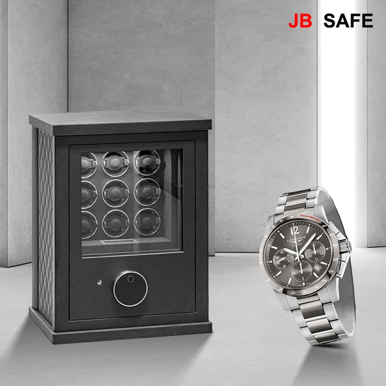 JB Watch Winder &amp; Jewelry Safe 1 Jewelry Drawer &amp; 12 Watch Winders Closed with Watch