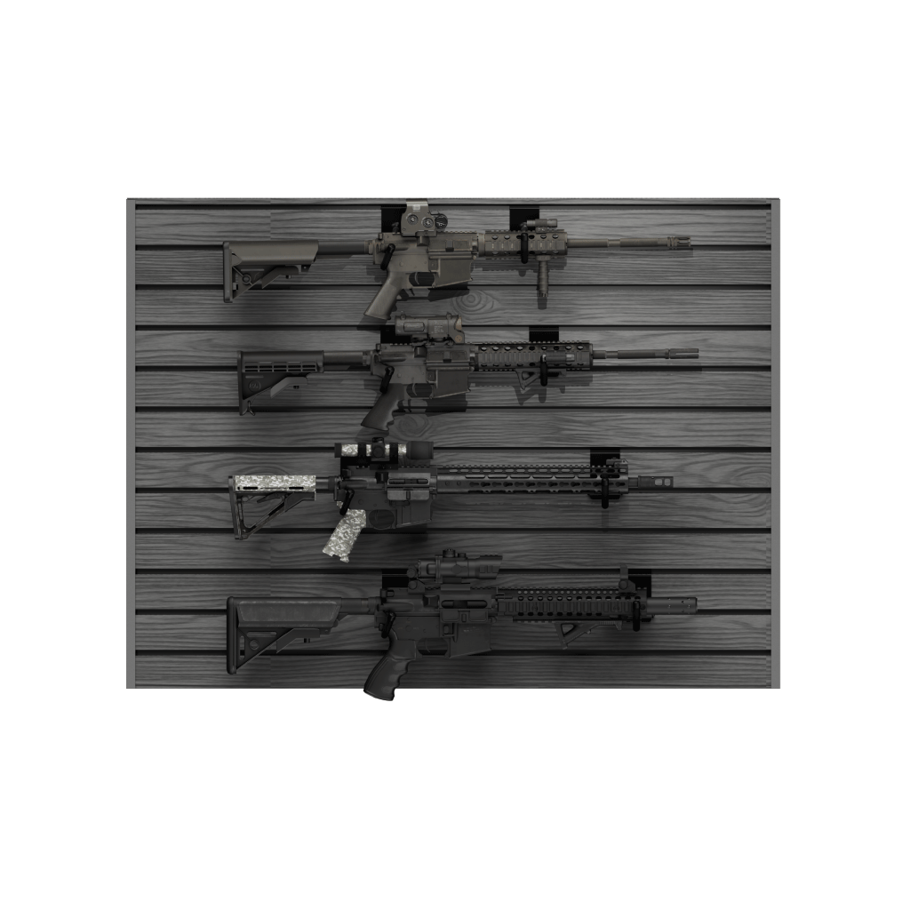 Hold Up Displays Four Rifle Wall Display HD101 Gray Oak