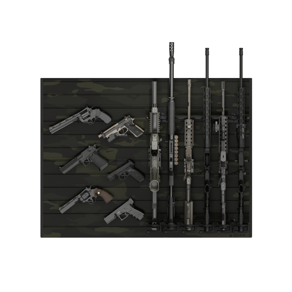 Hold Up Displays Gun Wall Bundle for 6 Rifles and 6 Pistols HD103 Black Camo