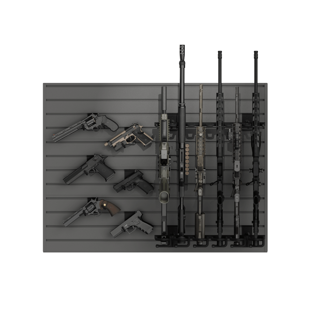 Hold Up Displays Gun Wall Bundle for 6 Rifles and 6 Pistols HD103 Gunmetal