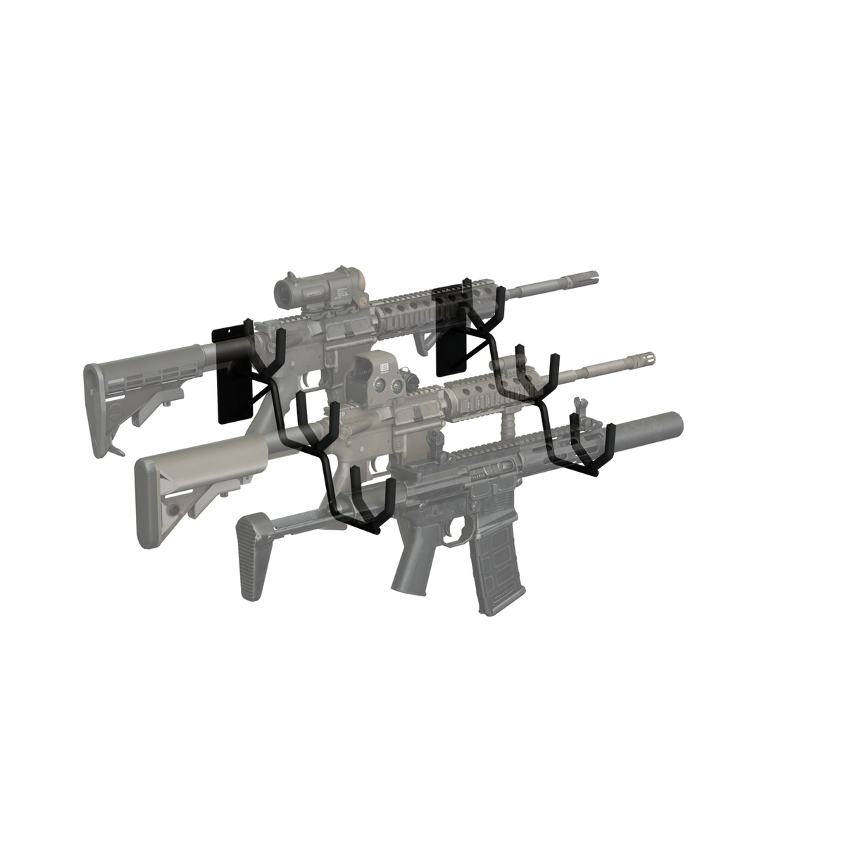 Hold Up Displays Horizontal Slatwall Gun Rack for 3 Rifles HD105-3SW Rifles 2