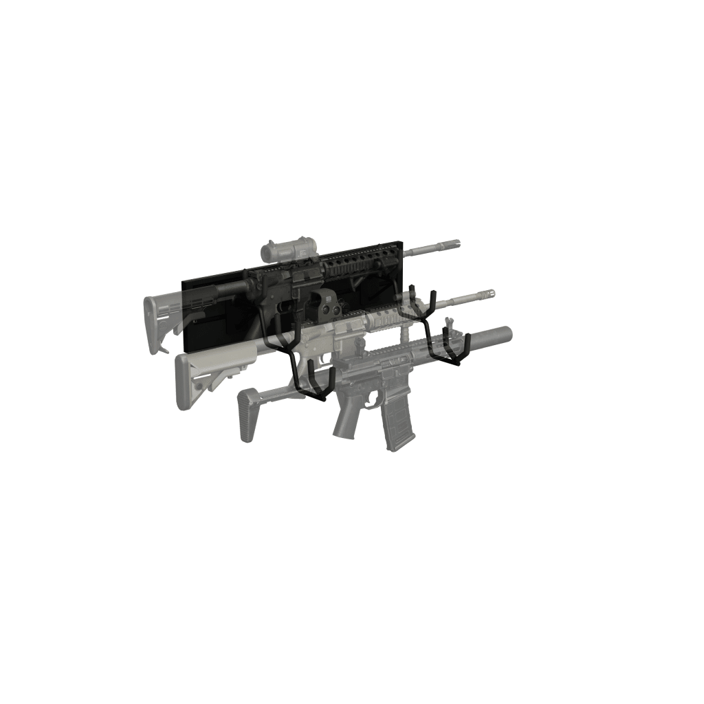 Hold Up Displays Gun Rack for 3 Rifles with Slatwall - HD106 Black