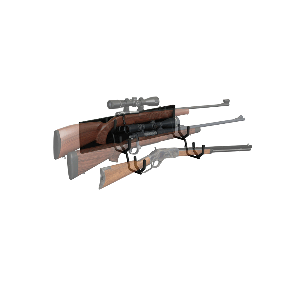 Hold Up Displays Gun Rack for 3 Rifles with Slatwall - HD106 with Rifles