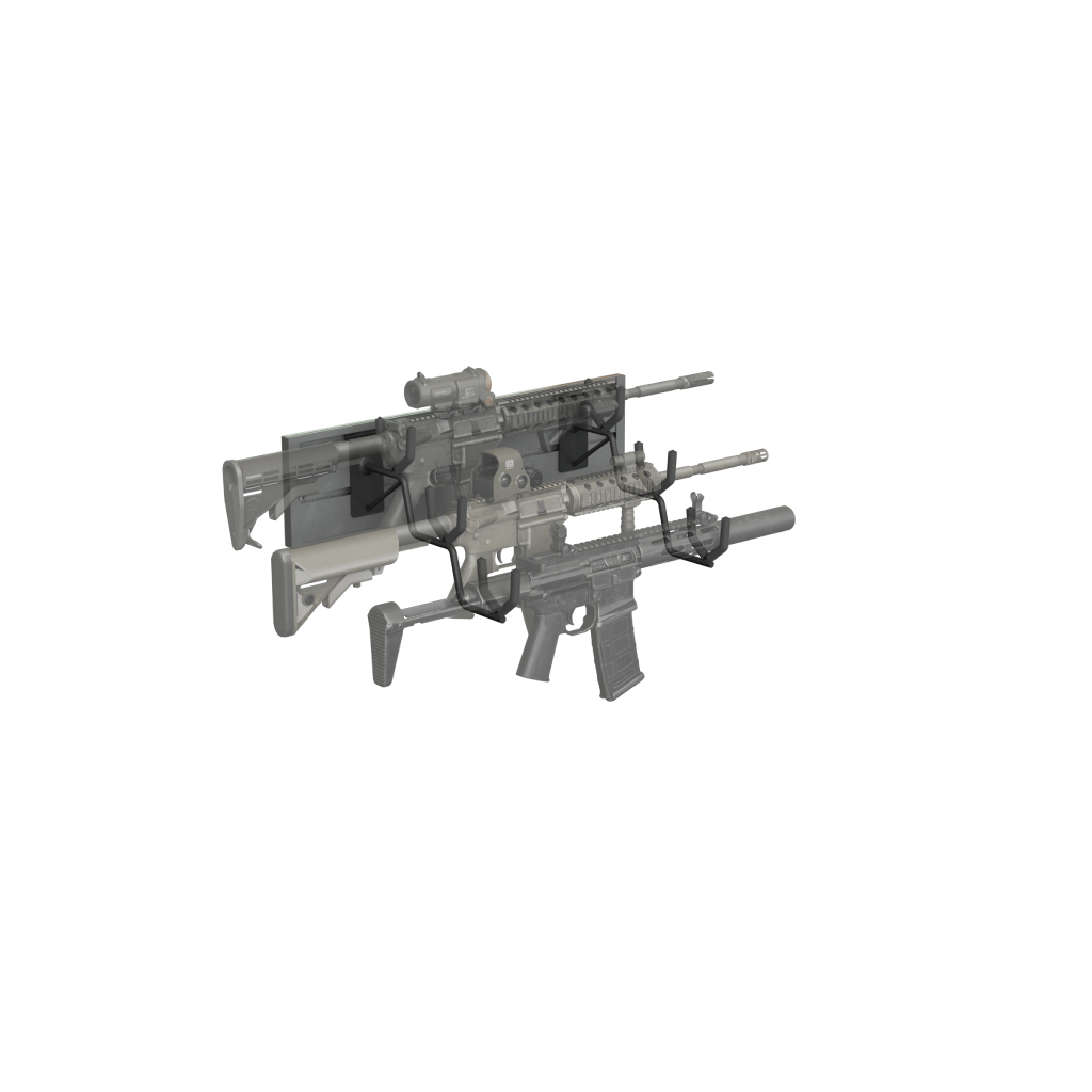 Hold Up Displays Gun Rack for 3 Rifles with Slatwall - HD106 Light Silver