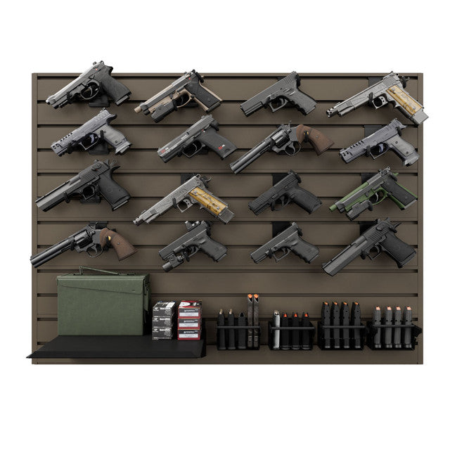 Hold Up Displays HD109 Wall Panel Front with Handguns FDE Finish