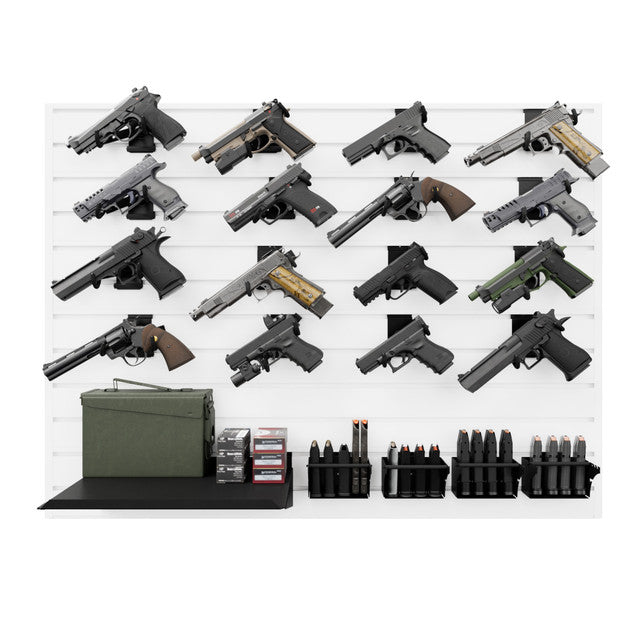 Hold Up Displays HD109 Wall Panel Front with Handguns White