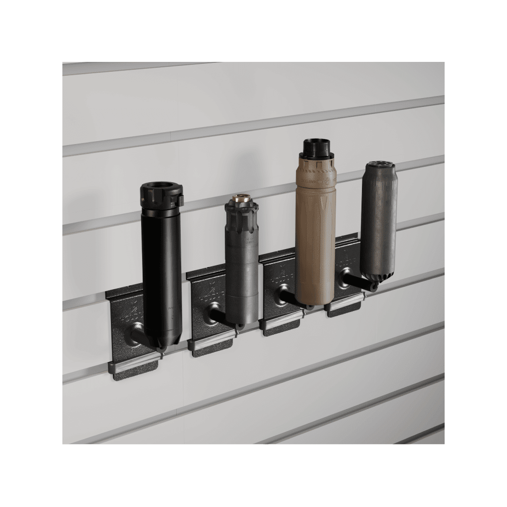 Hold Up Displays Suppressor Holder HD118 4 Lined Up in a Row