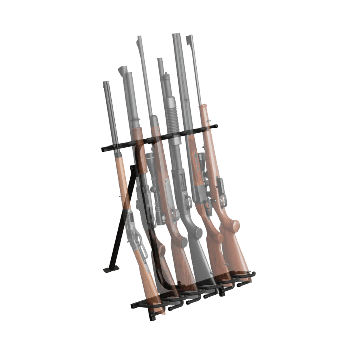 Hold Up Display Folding Metal Gun Rack for 6 Rifles HD39 Angled