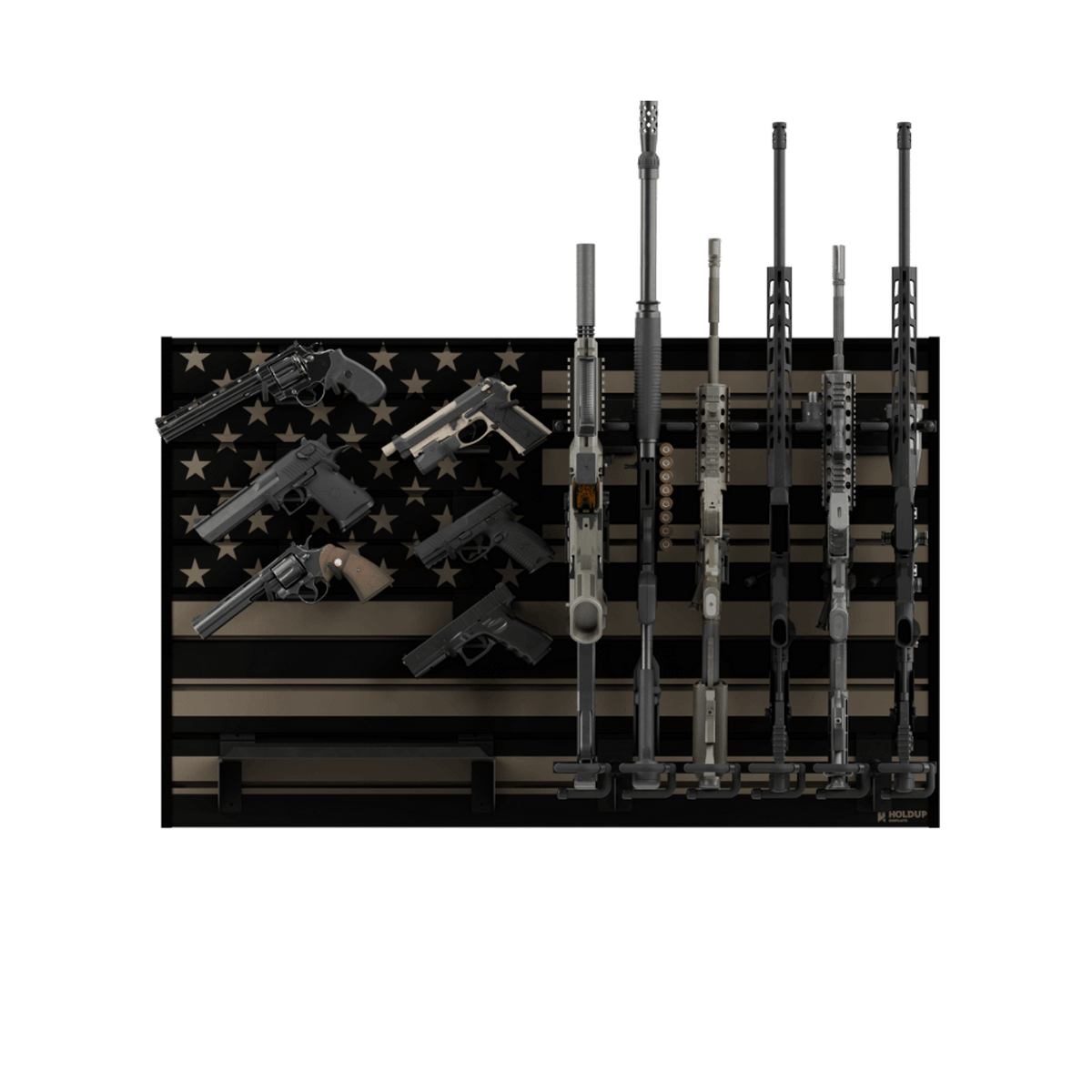 Hold Up Displays American Flag Gun Wall Bundle for 6 Rifles and 6 Pistols HD93-FDE