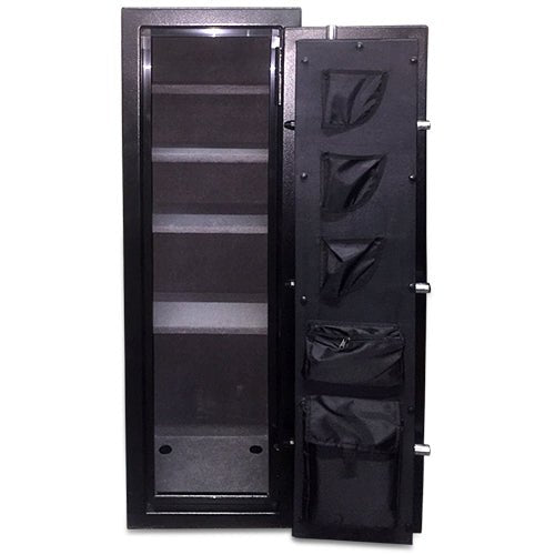 Hollon HGS-11E Hunter Series interior in all-shelf configuration showing all shelf kit and door pistol pockets