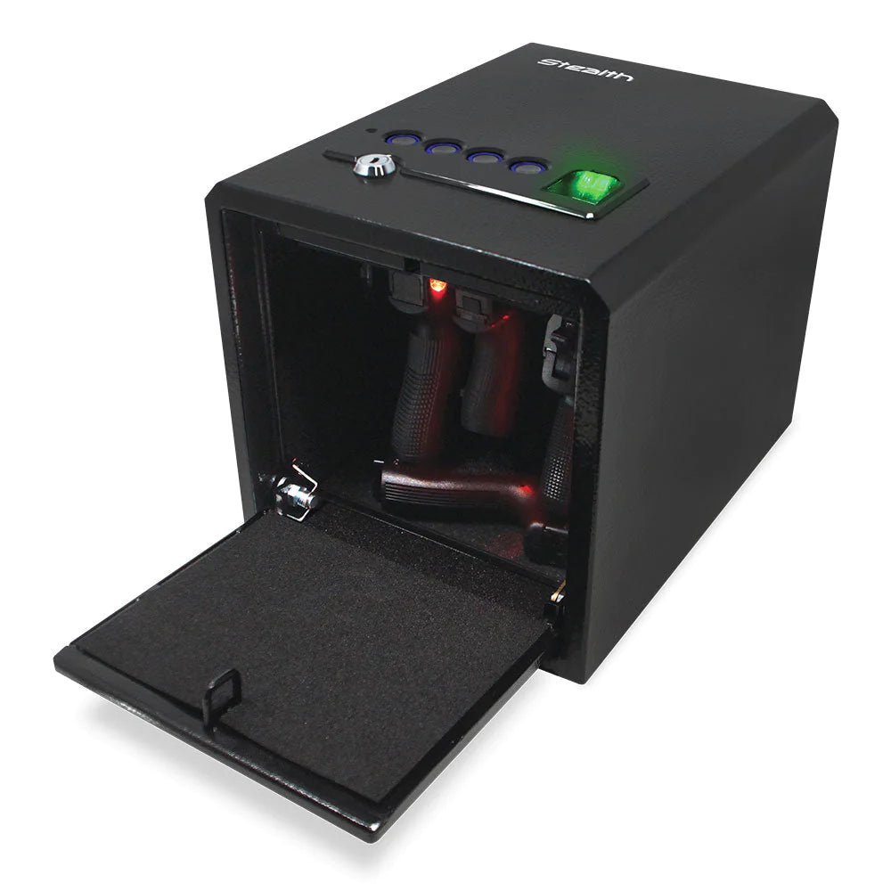 Bio Matrix Safe Stealth Biometric Handgun Hanger Safe with Biometric Scanner Door Open