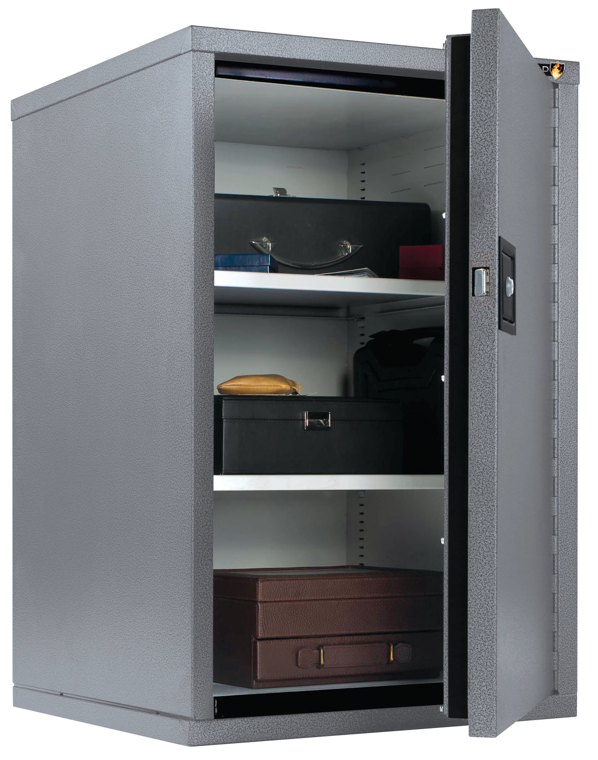 FireKing HSC-3422-D FireShield Storage Cabinet Silver Door Open Full